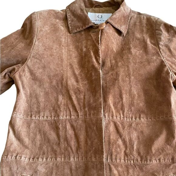 FABULOUS Alfred Sung Brown Long Suede Coat - Picture 3 of 15